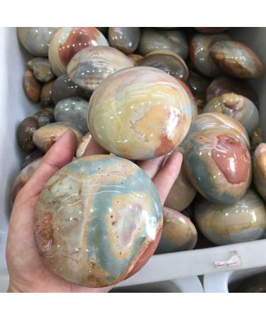 Gemstones for Decoration 1pcs Natural Ocean Stone Polychrome Jasper Round Palm Stone for Crystal JZIGTDEM - Buy Online on GoSupps.com