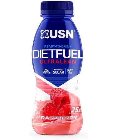 USN Diet Fuel Ultralean Pre-mixed & Ready to Drink Meal Replacement Shake Bottles: 8 x 310ml Raspberry