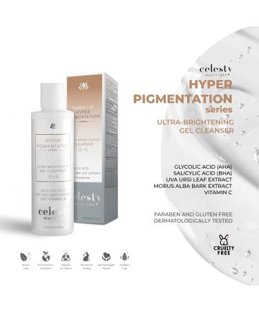 Celesty Beauty Brightening Face Wash Facial Cleanser Gel Vitamin C Glycolic Acid (AHA) Salicylic Acid (BHA) Uva Ursi Leaf Extract Pro Vitamin B5 For Sensitive Skin Large 6.7 fl.oz. - Buy Online on GoSupps.com