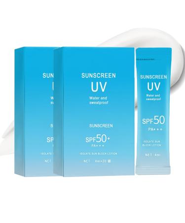 40PCS Mini Sunscreen with Hyaluronic Acid SPF50+ PA+++ Travel Size Sunscreen Bulk (4ml Each) Lightweight & Non-Greasy & Hydrating Waterproof Face & Body Sunscreen for Outdoor Vacation Daily Use