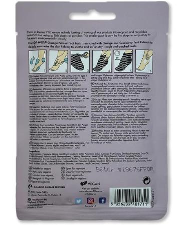 Derma V10 Go Wild Foot Mask Vitamin E Hyaluronic Acid Orange And Cranberry Extract Moisturises And Nourishes Feet Softens Rough Dry And Cracked Heels Natural Ingredients Vegan Friendly - Buy Online on GoSupps.com