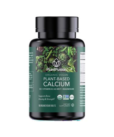 PlantFusion Organic Vegan Calcium Premium Organic Plant Based Calcium (1000mg) Sourced from Icelandic Red Algae Plus Magnesium D3 K2 Iron and Boron 180 Vegan Tablets