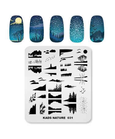 KADS Nail Stamping Plate Coconut Tree Nature Template Image Design Plates for Nail Art Decoration and DIY Nail Art (NA031)