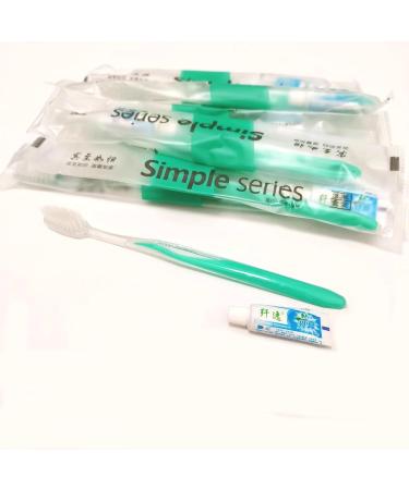 Travel Toothbrush Toothpaste Dental Kit - Green Teeth Cleaning Appliances (Pack of 10) | International Shipping - Buy Online on GoSupps.com