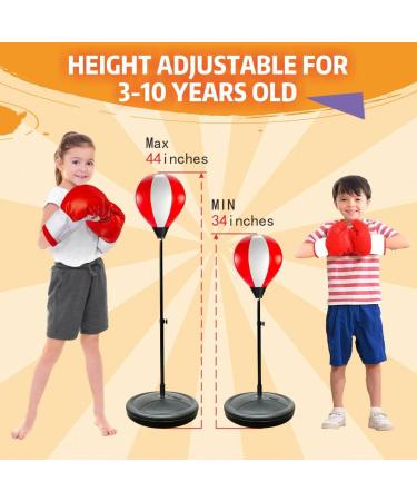 Kids Punching Bag Set with Stand & Gloves | Adjustable Boxing Equipment for 3-10 Years Old | Boys & Girls Toys Gift - White - Buy Online on GoSupps.com