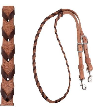 Martin Saddlery Latigo Barrel Reins with Colored Laces - Chocolate - Buy Online on GoSupps.com