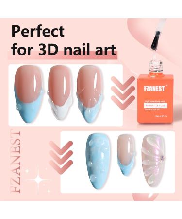 FZANEST Rubber Gel Top Coat 15ML Gel Nail Polish Ultra Shine No Wipe Thick Top Coat Strengthen/Enhanced Plumping Natrual Nail and Nail Tips Soak Off UV LED Gel - Buy Online on GoSupps.com