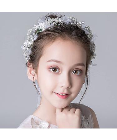 Shop IYOU Princess White Flower Headpiece | Pearl & Crystal Bridal Hair Accessories for Flower Girl | International Shipping - Buy Online on GoSupps.com