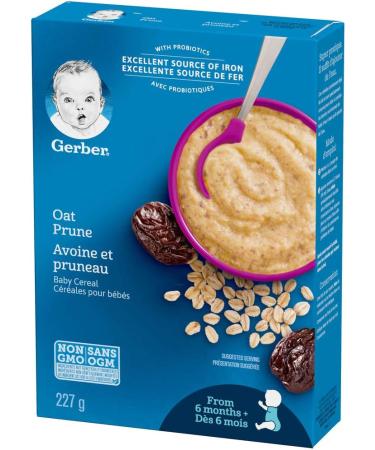 GERBER CEREAL Stage 2 - Oat and Prune Baby Food Cereal 6+ months 227 g 6 Pack - PACKAGING MAY VARY - Buy Online on GoSupps.com