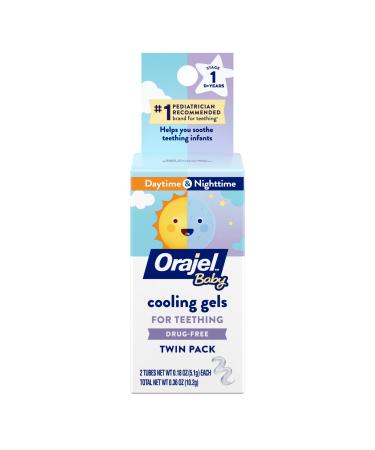 Orajel Baby Daytime and Nighttime Non-Medicated Cooling Gels for Teething, 2 tubes, 0.18 oz each