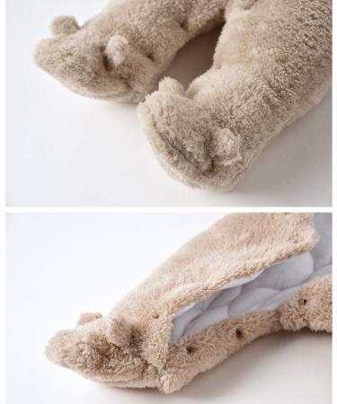 JiAmy Baby Hooded Romper Winter Jumpsuit Flannel Outfit | Khaki 12-18 Months - Buy Online on GoSupps.com