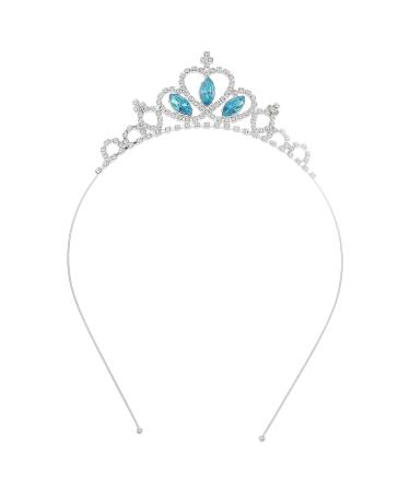 Brishow Silver Crystal Rhinestone Girls Tiara Crown - Blue Princess Birthday Headband - Buy Online on GoSupps.com
