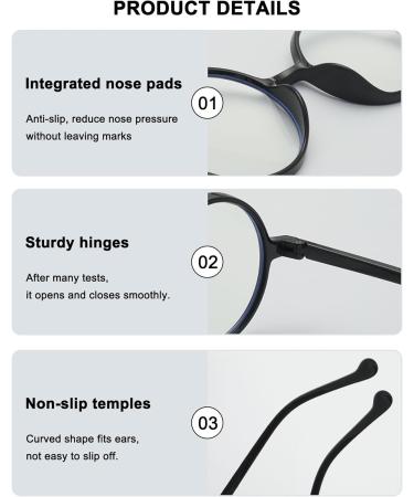Abetos Retro Blue Light Filter Glasses for Men & Women - Modern Round Anti-Blue Light Reading Glasses - 1.5x Visual Aid - Buy Online on GoSupps.com