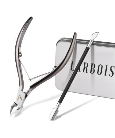 Cuticle Trimmer with Cuticle Pusher Set Stainless Steel Cutter Professional Cuticle Nipper Remover Extremly Sharp Salon Quality Nail Tools