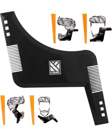 K-Brands Beard Shaper with inbuilt Comb and Barber Pencil Liner - Beard Stencil Lineup Guide - Styling Template Shaping Tool for Men - Black - Buy Online on GoSupps.com