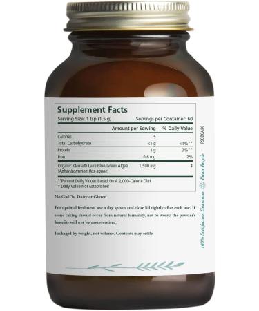Pure Synergy Blue-Green Algae Powder - 3.2 oz | USDA Organic, Non-GMO, Vegan - Sourced from Upper Klamath Lake Oregon - Buy Online on GoSupps.com