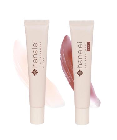Hanalei Lip Treatment 2-Pack Bundle (Clear and Sand) | Made with Kukui Oil Shea Butter Agave and Grapeseed Oil Soothe Dry Lips (Cruelty free Paraben free)