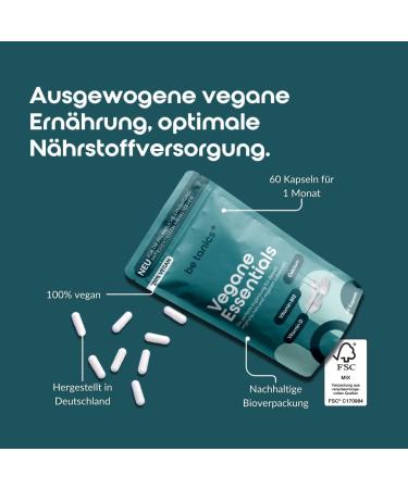 Be Tanics Vegan Essentials - 60 Capsules | Dietary Supplements for Vegan & Vegetarian Lifestyle | Vitamins & Minerals for Optimal Health - Buy Online on GoSupps.com
