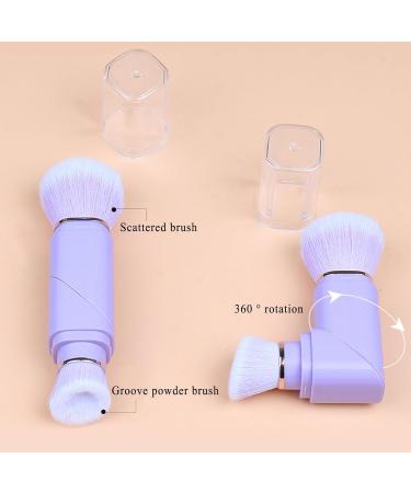 Vtrem Retractable Travel Makeup Brush Set - Kabuki Double-Ended Foundation & Blush Brushes in Blue Black Purple | Mini Compact Face Brush for Flawless Powder & Highlighter - Buy Online on GoSupps.com