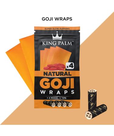 King Palm | 4 x Natural Un-Flavoured Goji Berry Wraps | Wraps/Cones/Rolls (Includes 4 Flavoured Filter Tips) - Buy Online on GoSupps.com