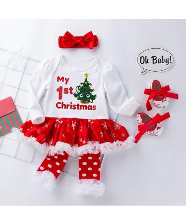 Winmany Newborn Baby Girls Christmas Romper Tutu Dress Set 0-3 Months with Headband, Leg Warmer, and Shoes - Buy Online on GoSupps.com