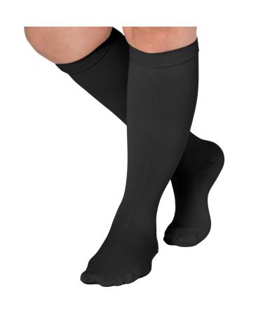 ABSOLUTE SUPPORT Compression Socks for Women & Men 15-20mmHg - Support Knee High Medical Grade for Varicose Veins Circulation Edema Lymphedema Diabetic Athritis Pregnancy Black 2X-Large XX-Large Black