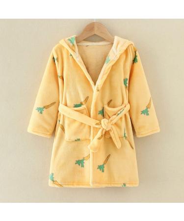 JZLPIN Unisex Baby Hooded Bathrobe - Flannel Pajamas for Boys & Girls (4-5 Years) - Yellow | International Shipping Available - Buy Online on GoSupps.com
