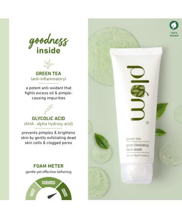 Plum Green Tea Face Wash with Glycolic Acid | Pore Cleansing Gentle Cleanser for Acne Prone Skin | SLS & Paraben Free | 2.53 Fl OZ - Buy Online on GoSupps.com