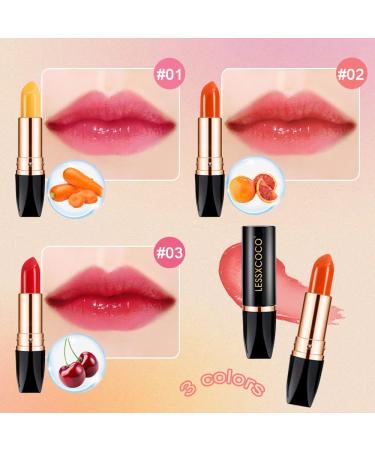 BINGBRUSH 3Pcs Color Changing Lipstick Set - Carotene Orange Red Cherry PH Mood Long Lasting Labiales Lip Care Moisturizer Lip Balm Korean Magic Lip Gloss Tinted Stain Makeup for Women - Pack of 1 - Buy Online on GoSupps.com