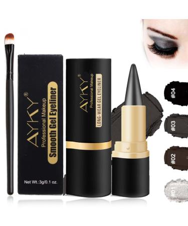 Ayky Long Wear Gel Eyeliner Natural Black Eyeliner Cream Waterproof Rationalu Gel Eyeliner Smokey Eyeshadow Palette Stick Smudge Proof Quick-Drying Matte Create Statement Eye Look (#03)