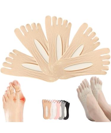 Orthoes Bunion Relief Socks Women Orthopedic Socks for Women Bunion Relief Socks Ortho Socks with Toes for Bunions (5 Pairs Skin) 5 Pairs Skin