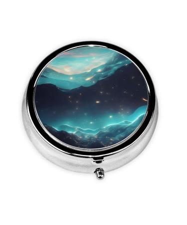 Science Fiction Starsround Pill Box 3 Compartment Round Pill Box Organizer * Portable Travel Pill Box for Traveling.