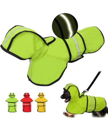 Ultra-Light Waterproof Dogs Raincoat with Hood & Reflective Stripes - 100% Breathable Jacket for Medium Breeds - 2xL Green - Buy Online on GoSupps.com