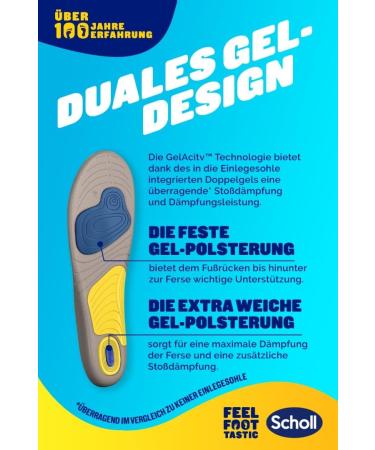 Scholl Gel Activ Runs for Men | Anti-Smell Shock-Damping Inlays | Sports Performance | 2-Pack Size 40-46.5 EU - Buy Online on GoSupps.com