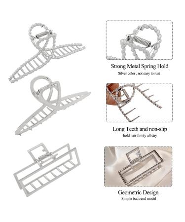 Rauimour 3pcs Metal Hair Claw Clips for Women - Geometric Cross Square Design - Fashion Hair Accessories for Thick & Thin Hair - Buy Online on GoSupps.com