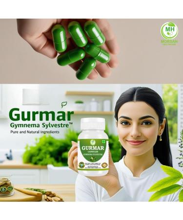 Morsan Healthcare Gurmar (Gymnema sylvestre) Capsules 500mg | 60 Vegan Capsules | Natural Himalayan Extract | Pure Herbal Supplement | Traditional Ayurvedic Herb | Plant-Based | Pack of 1 - Buy Online on GoSupps.com
