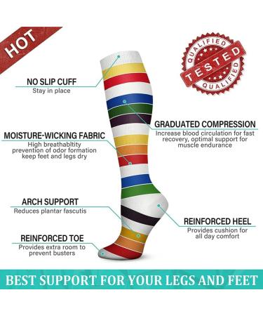 Aidexnba Compression Socks for Women & Men (8 pairs)- Best Support for Medical Nurses Running Hiking Recovery cycling 004 Black/Black/Multi/Navy/Black/Black/Black/Red Large-X-Large - Buy Online on GoSupps.com