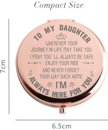Java Wood Rose Gold Travel Makeup Mirror - Daughter Wedding Bride Gift from Mom & Dad | Daughter Day, Birthday, Graduation, Christmas, Farewell Present | Gifts for Daughter on Wedding Day - Buy Online on GoSupps.com