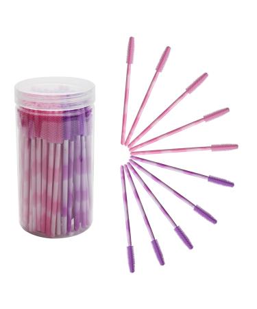 100pcs/Box Disposable Eyelash Extension Kits Silicone Eyelash Brush Makeup Eye Lash Extension Mascara Applicator Wand Brushes(mixed pink &purple) Pink&Purple