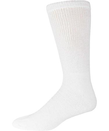Women's 6 Pairs Diabetic Neuropathy Cotton Crew Socks, Extra Stretchy (Size 6-12, White) - Buy Online on GoSupps.com