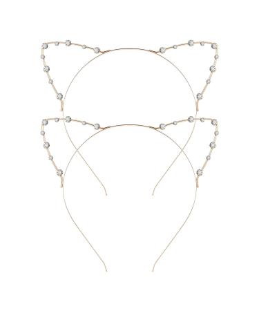 Lurrose 2pcs Cat Ears Headband Bridal Pearl Headband Girls Ladies Crystal and Pearl Headband