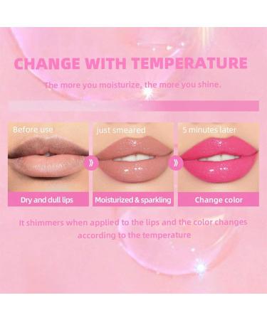 Magic Color Changing Lip Oil - 2Pcs Color Changing Lip Oil Moisturizing Lip Gloss Non-Sticky Color Changing Lip Oil for Girls and Women - Buy Online on GoSupps.com
