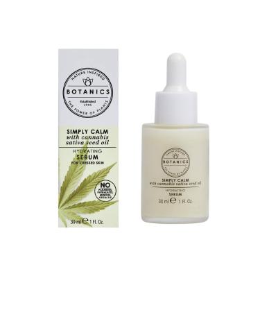 Botanics Simply Calm Hydrating Serum with Cannabis Sativa Seed Oil for Stressed Skin 1 Oz