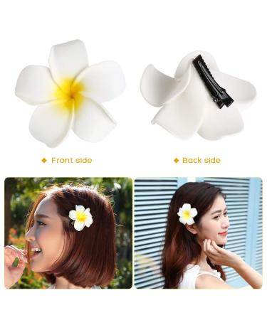 FRCOLOR Hawaiian Plumeria Flower Hair Clip Wedding Bridal Barrette - 10 Pieces - Buy Online on GoSupps.com