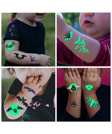 Halloween Temporary Tattoo Kit - 100 PCS Glow in the Dark Body Stickers | Luminous Face Fake Tattoos for Monster & Vampire Costumes - 3D Makeup Party Favors for Kids & Adults - Buy Online on GoSupps.com