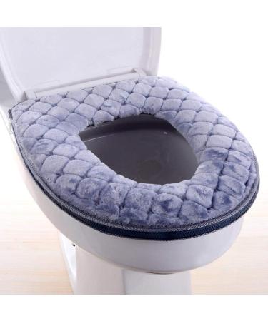 Bathroom Toilet Seat Cover Pads Thicker Plush Toilet Pads Warm-n-Comfy Soft Fabric Toilet Cover Sets (Grey) - Buy Online on GoSupps.com