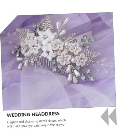 DOITOOL 1pc Bridal Headwear Womens Hair Clips White Rhinestones Wedding Hair Comb Flower Hair Comb Bride Hair Clip Womens Hair Accessories Tiara Miss Crystal Pearl The Flowers Hairpin - Buy Online on GoSupps.com