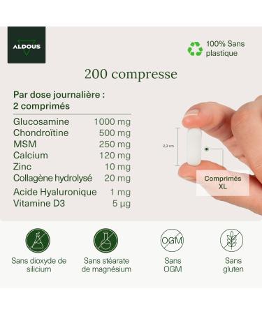 Glucosamine Chondroitin MSM | 200 Tablets | Collagen Hyaluronic Acid Zinc Calcium and Vitamin D3 | Natural Anti-Inflammatory - Buy Online on GoSupps.com