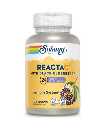 SOLARAY Reacta-C with 500mg Vitamin C 200mg Sambucus Black Elderberry Extract Immune System Defense Vitamins Patented 24 Hour Immunity Booster Support Supplement Vegan 120 Capsules 120 Servings - Buy Online on GoSupps.com