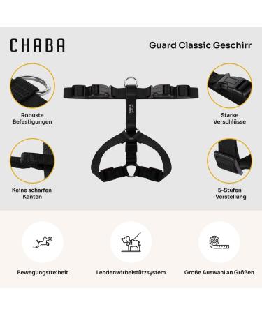 Chaba Guard Dog Harness for Medium-Sized Dogs - Anti-Pull & No-Choke Adjustable Step-In Harness - Comfortable & Lightweight Black Design - Buy Online on GoSupps.com